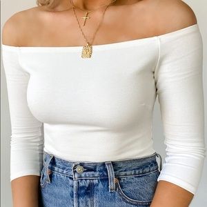 Lulus Off Shoulder 3/4 Sleeve Bodysuit